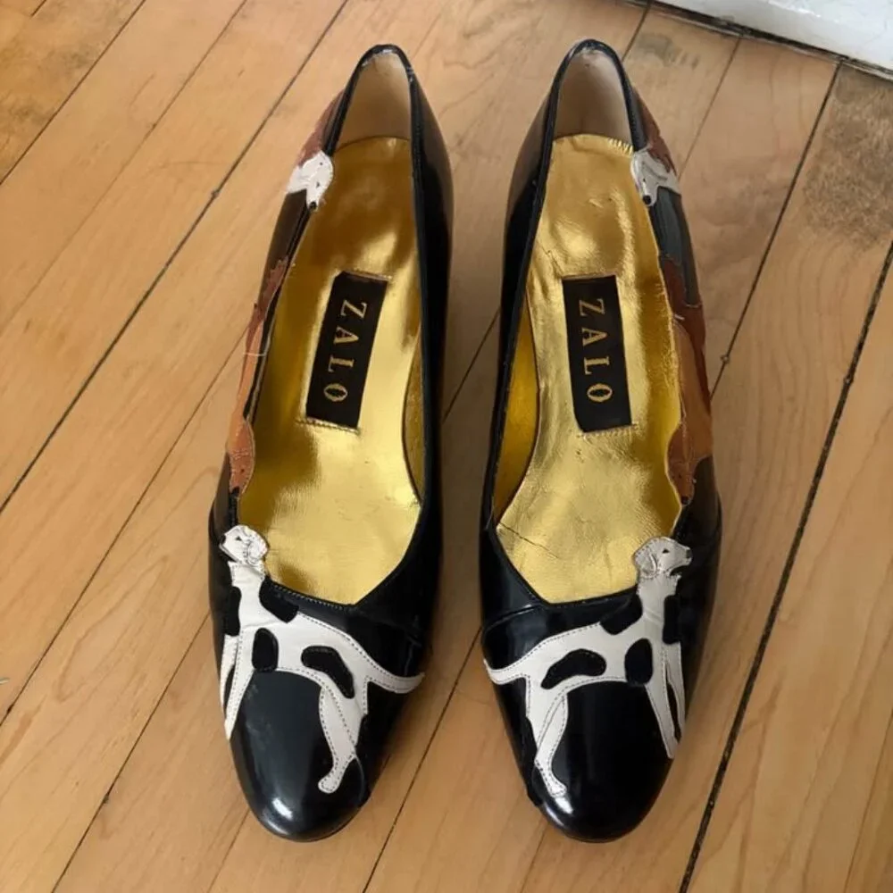 SOLD // Vintage Zalo Dog Kitten Block Heels - Picture 2 of 9